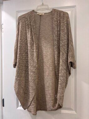 Painted Threads Heather Tan Three Quarter Sleeve Open Cardigan